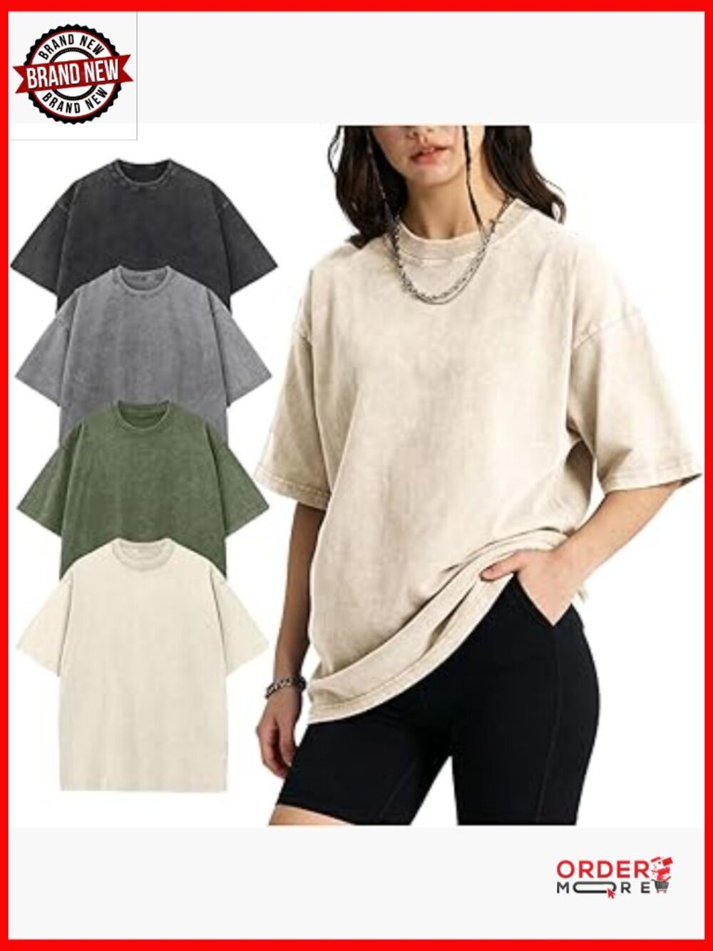 Vintage Acid Wash Oversized Cotton Tee Shirt Baggy Boyfriend Streetwear Top
